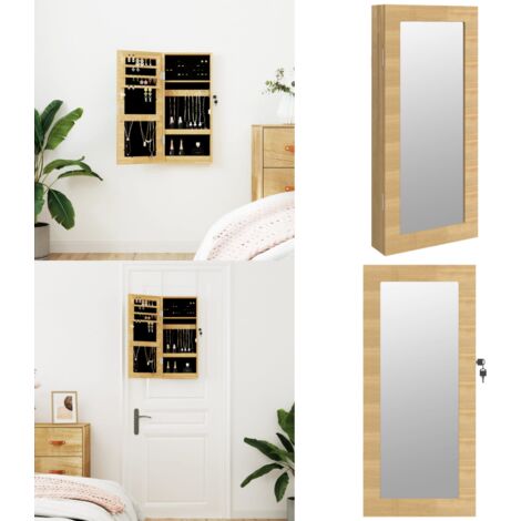 Espejo con joyero de pared 30x8,5x67 cm - Joyero de pared - Almacenamiento de joyas
