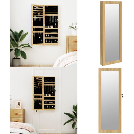 Espejo con joyero de pared 37,5x10x106 cm - Joyero de pared - Almacenamiento de joyas