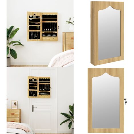 Espejo con joyero de pared 37,5x10x67 cm - Joyero de pared - Almacenamiento de joyas