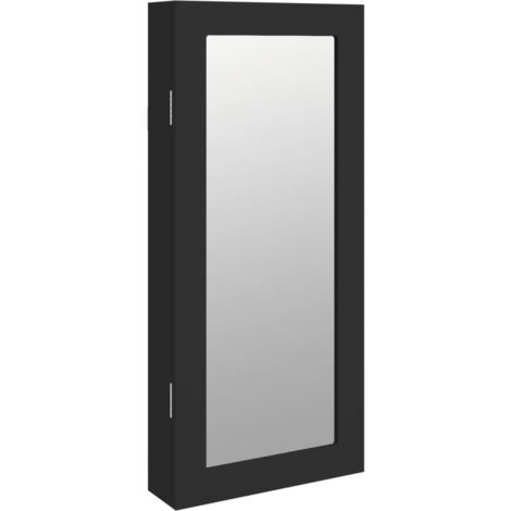 Espejo con joyero de pared negro 30x8,5x67 cm vidaXL