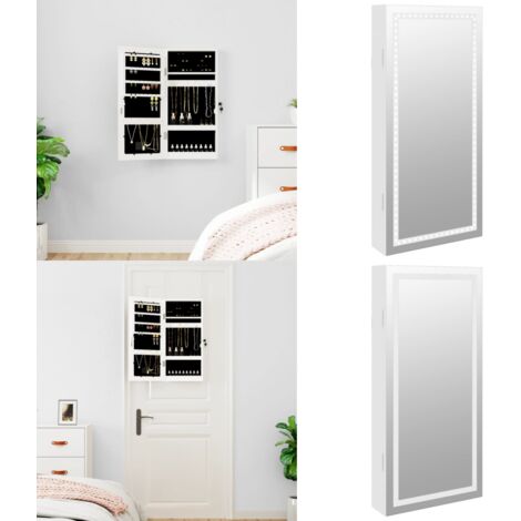 Espejo con joyero y luces LED para pared blanco - Joyas - Espejo con luces LED