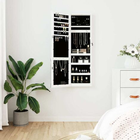 Espejo con joyero y luces LED para pared blanco vidaXL