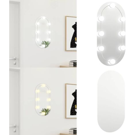 Espejo con luces LED vidrio ovalado 60x30 cm - Espejo de pared - Luz led