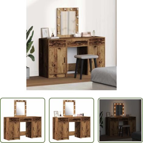Espejo con luz LED -  Mesa Tocador Marrón 50 x 41 x 135 cm Madera de ingeniería