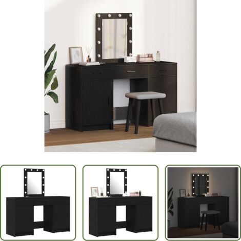 Espejo con luz LED -  Mesa Tocador Negro 50 x 41 x 135 cm Madera de ingeniería