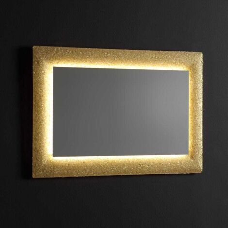 Espejo Con Marco De Cristal Fundido Con Grano De Oro Reversible 90X62