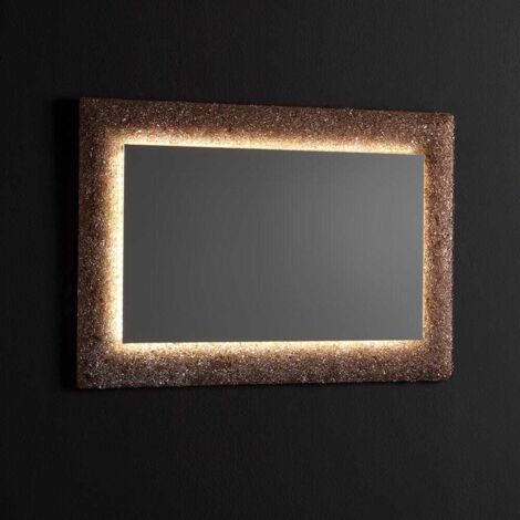 Espejo Con Marco De Cristal Fundido En Bronce Y Leds Integrados 90X62