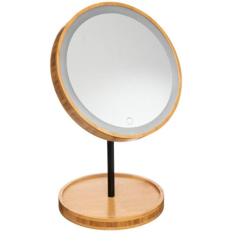 Espejo con soporte led 18cm bambú - 5five