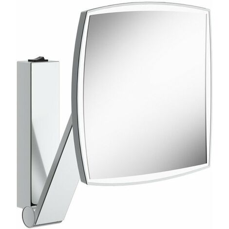 Cepillado , 5X Acero Inoxidable Ambrosya® Exclusivo Espejo cosmético de Acero Inoxidable con 5 aumentos Baño Lámpara LED Maquillaje Espejo de vanidad Espejo de Mesa WC 