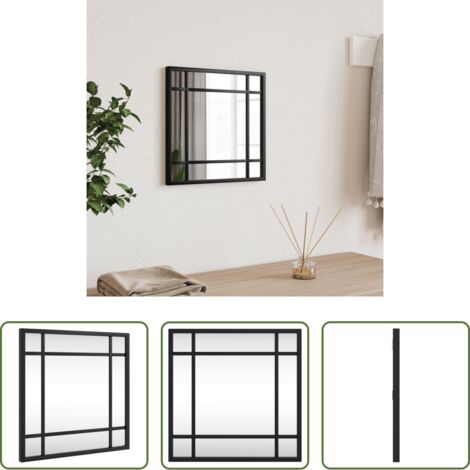 Espejo cuadrado -  Espejo de pared cuadrado de hierro negro 30x30 cm