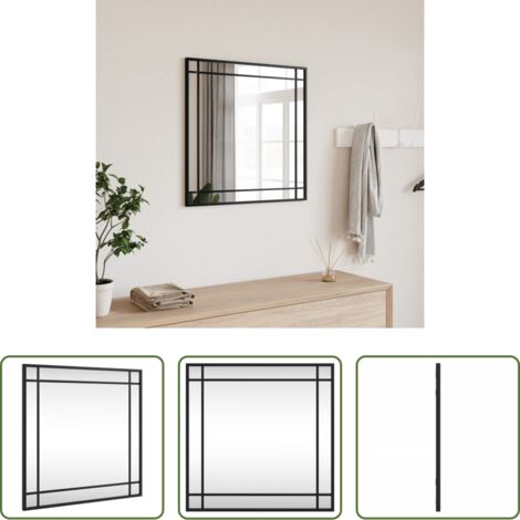 Espejo cuadrado -  Espejo de pared cuadrado de hierro negro 50x50 cm