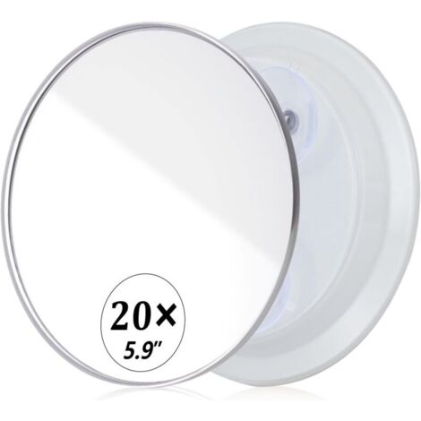 Espejo de aumento 20x, espejo de aumento 20x, ventosa, espejo de maquillaje con aumento, espejo de maquillaje de bolsillo blanco de 150 mm