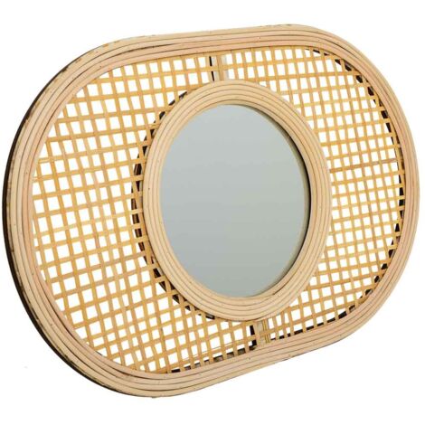 Espejo de bambú marrón 42x28x1