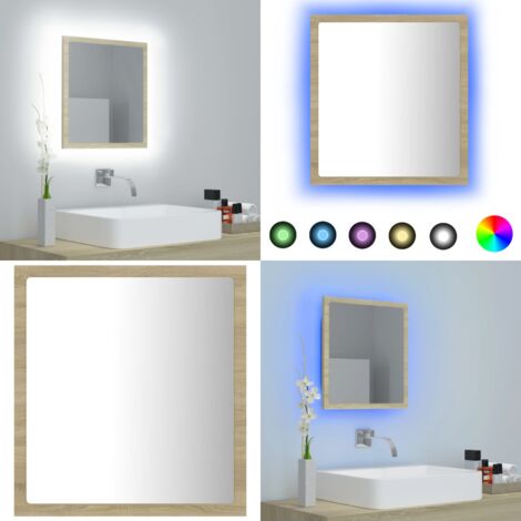 Espejo de baño acrílico color roble Sonoma 40x8,5x37 cm - Espejo LED - Espejo de pared