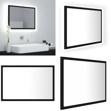 Espejo de baño acrílico negro brillo 60x8,5x37 cm - Espejo LED - Espejo acrílico