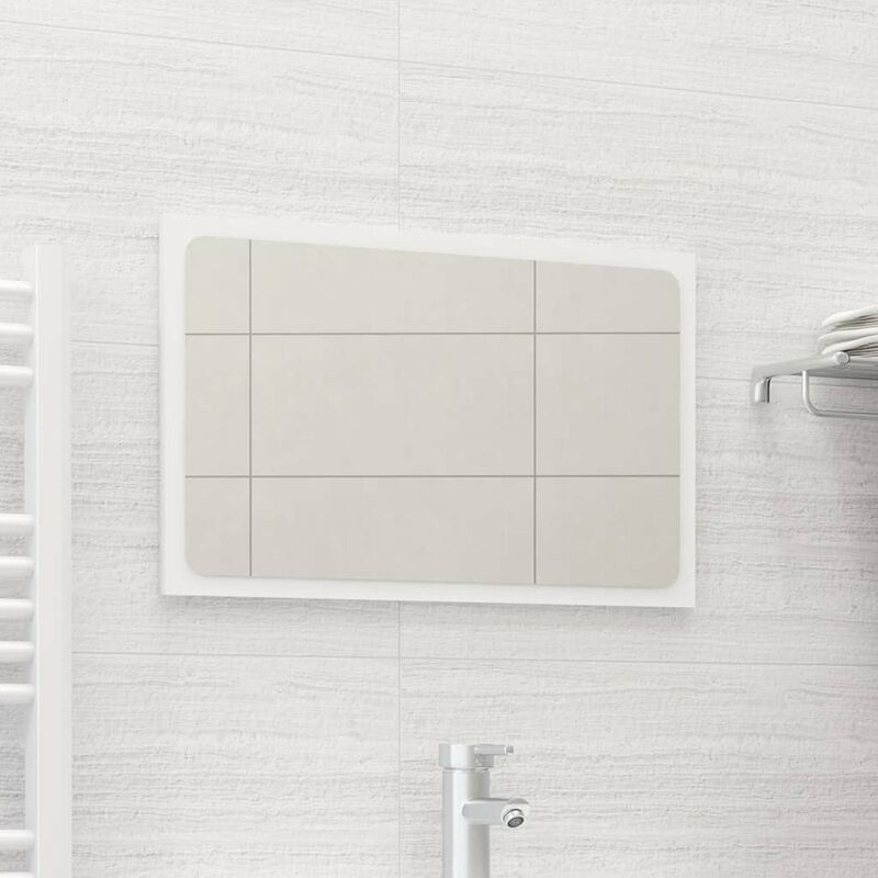 

Happyshopping - Espejo de bano aglomerado blanco 60x1,5x37 cm