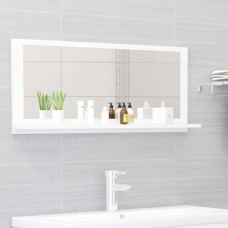 

Espejo de baño aglomerado blanco 90x10,5x37 cm