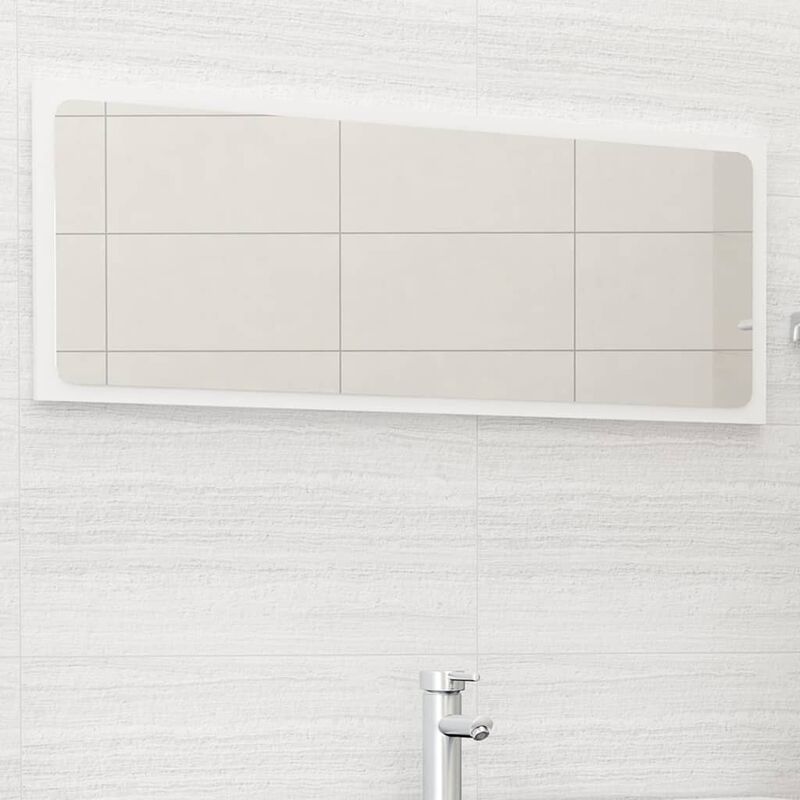 

Espejo de baño aglomerado blanco brillante 100x1,5x37 cm