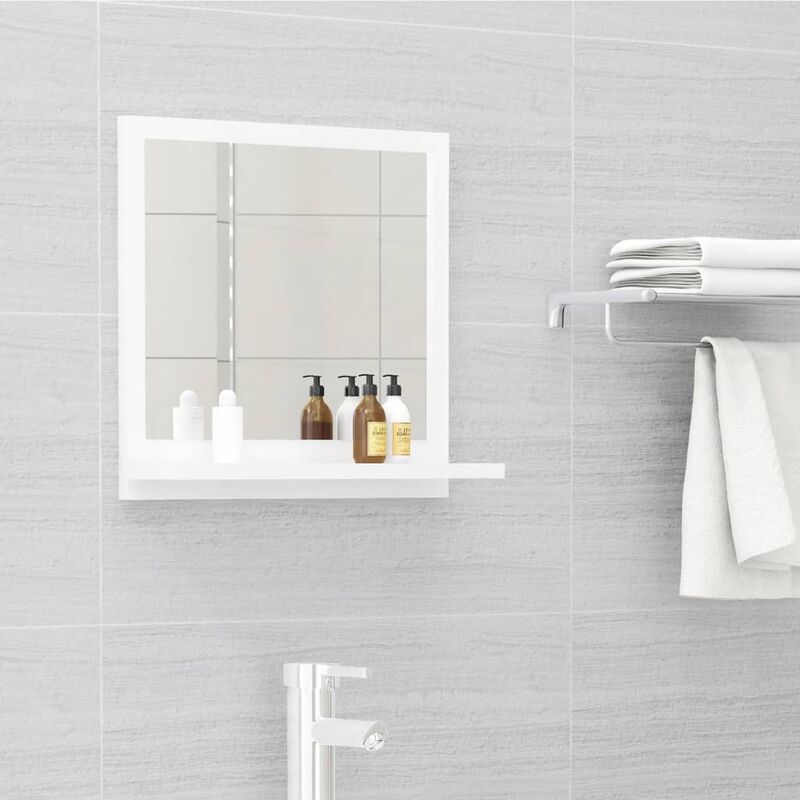 

Espejo de baño aglomerado blanco brillante 40x10,5x37 cm