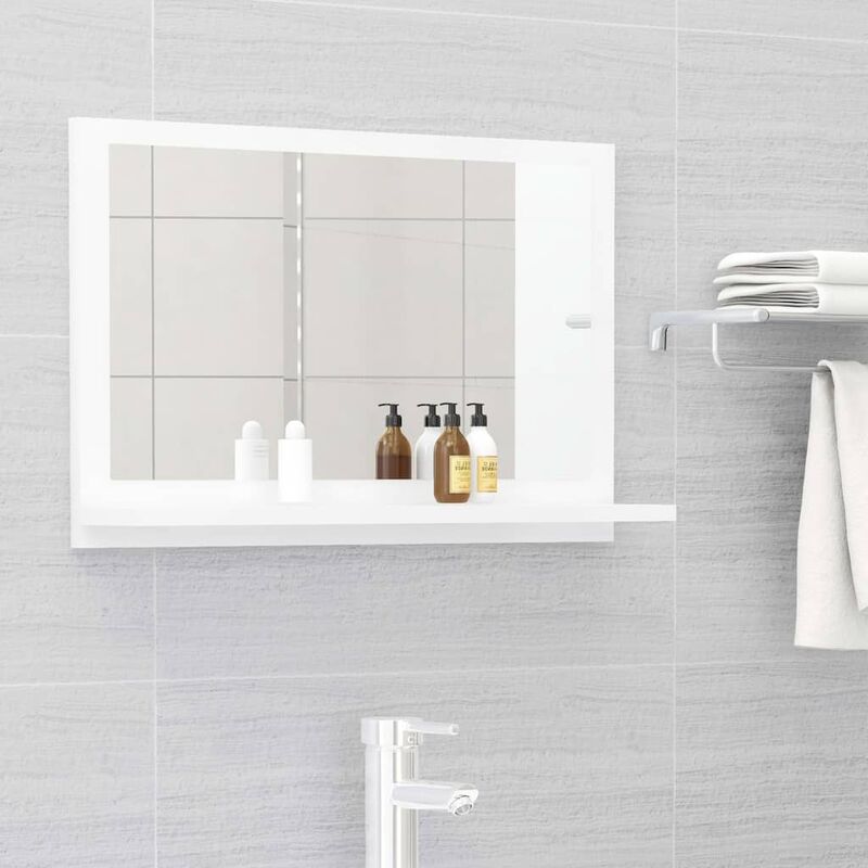 

Espejo de baño aglomerado blanco brillante 60x10,5x37 cm