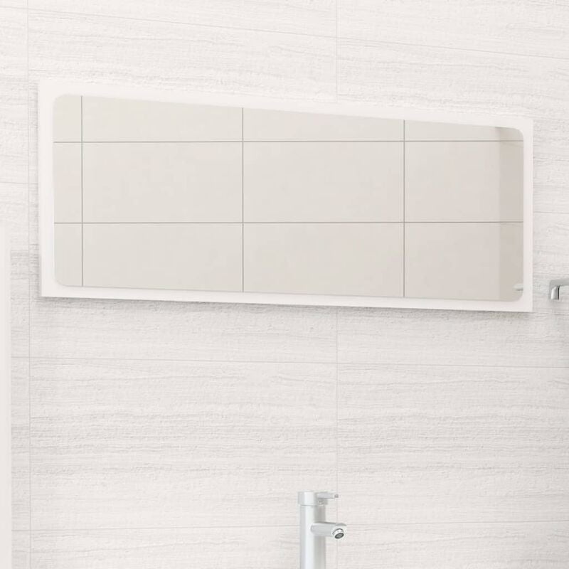 

Espejo de baño aglomerado blanco brillante 90x1,5x37 cm