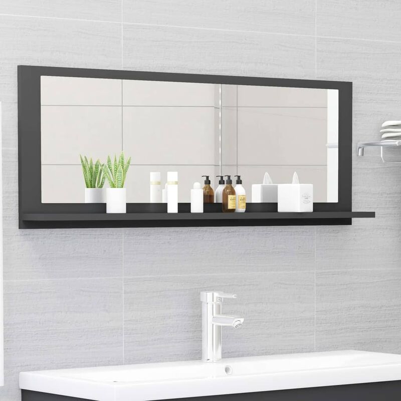 

BHD - Espejo de baño aglomerado gris 100x10,5x37 cm