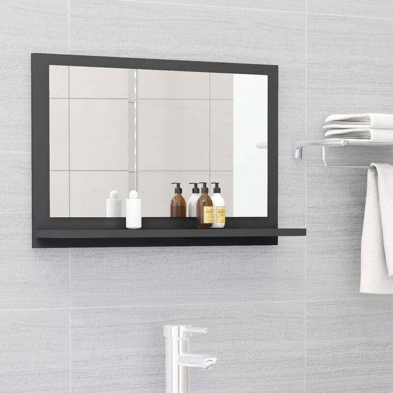 

Espejo de baño aglomerado gris 60x10,5x37 cm