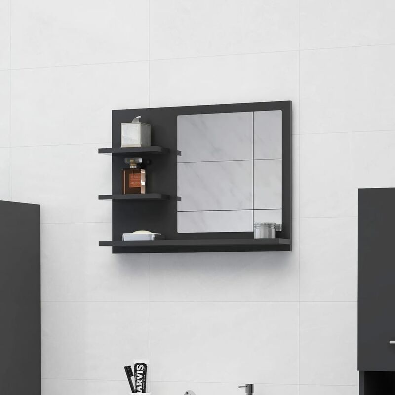 

Espejo de baño aglomerado gris 60x10,5x45 cm