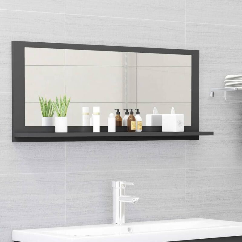 

BHD - Espejo de baño aglomerado gris 90x10,5x37 cm