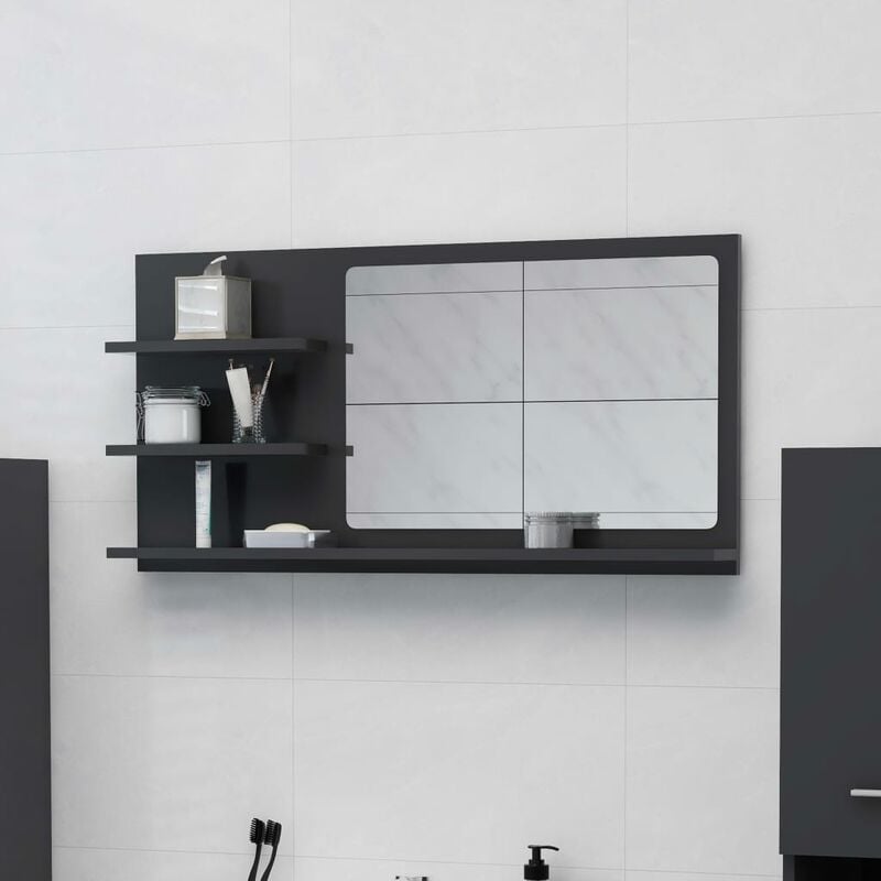 

Espejo de baño aglomerado gris 90x10,5x45 cm
