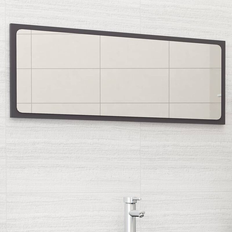 

BHD - Espejo de baño aglomerado gris brillante 100x1,5x37 cm