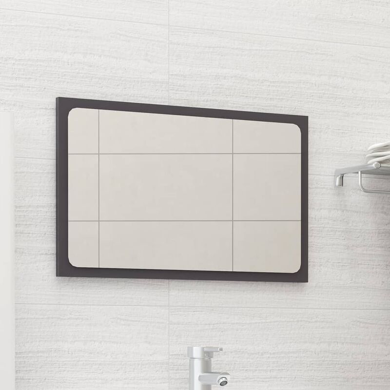 

Espejo de baño aglomerado gris brillante 60x1,5x37 cm