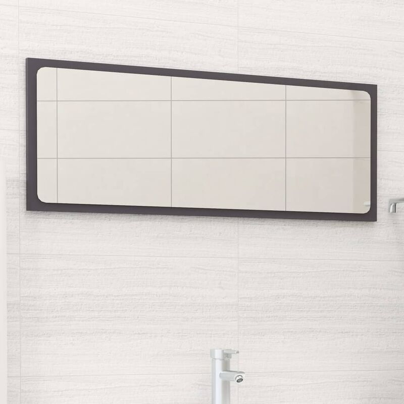 

Espejo de baño aglomerado gris brillante 90x1,5x37 cm
