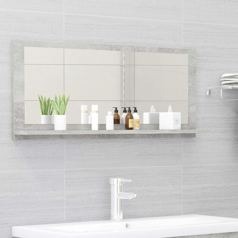 

Espejo de baño aglomerado gris hormigón 90x10,5x37 cm