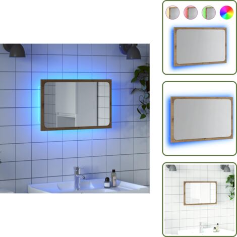Espejo de baño artesanal - vidaXL Espejo de baño con luz LED roble artisan 60x8,5x38 cm - Espejo de baño con luz