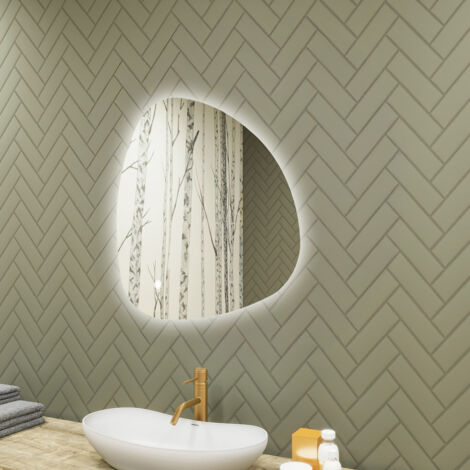 Espejo de baño Artforma con iluminación, 74x74, Interruptor táctil, LED Dual, Espejo Irregular