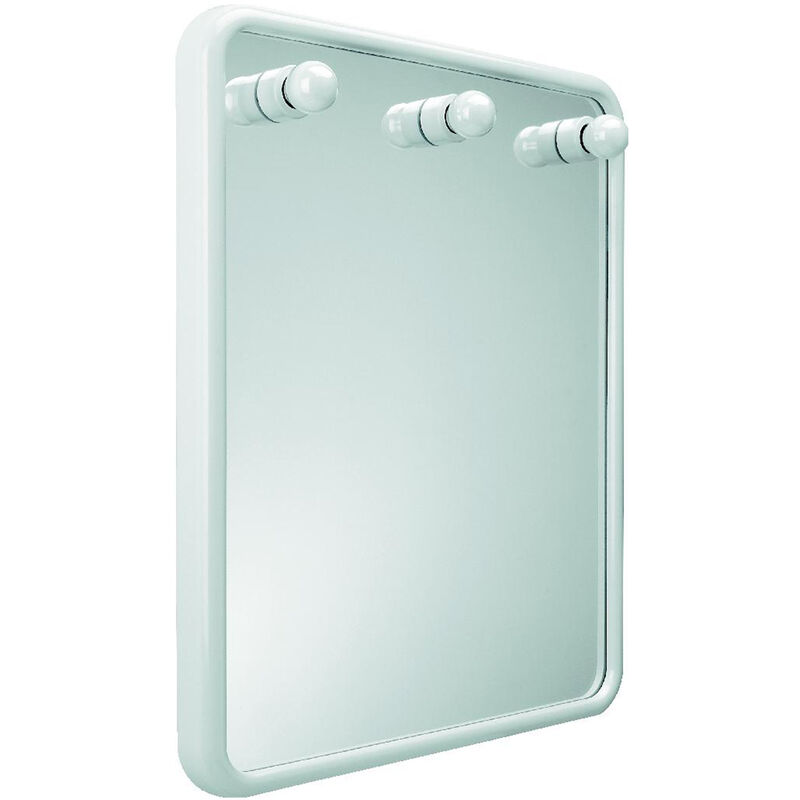 

Espejo de baño blanco luminoso con luces para maquillaje mod. Linea