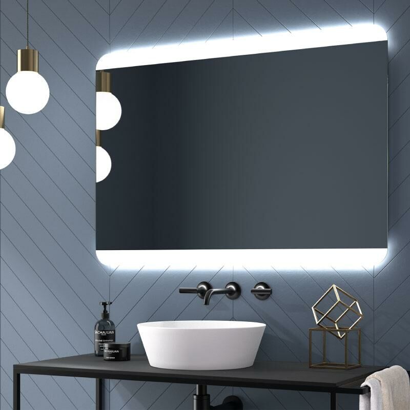 

Eurobath - Espejo de baño BORA. Luz fría LED integrada en el espejo 80x70 cm Sin Antivaho Sin interruptor táctil