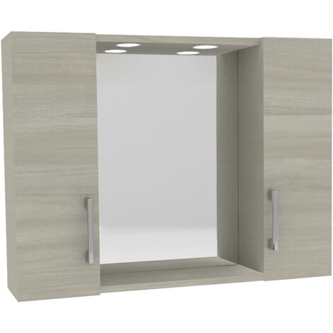 Espejo De Baño Colgante Doble 'Dia' Cm 77 X 16 X H.57 - Roble Gris