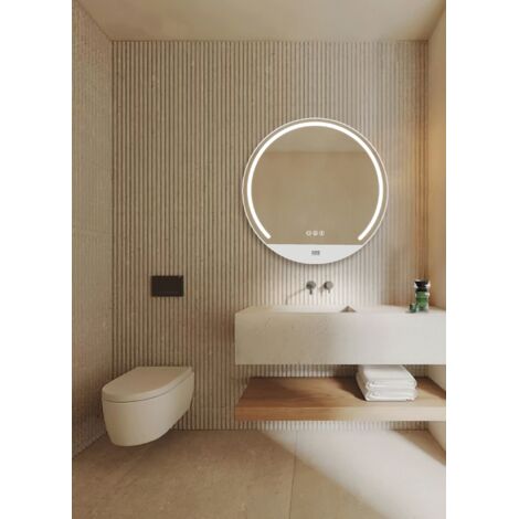 Espejo De Baño Colorbeat 70Ø Blanco Mate, APP, Antivaho y Bluetooth