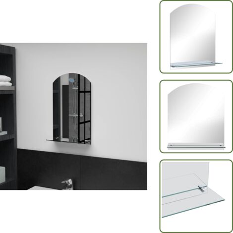 Espejo de baño con estante - vidaXL Espejo de pared con estante de vidrio templado 30x50 cm - Espejo de baño moderno