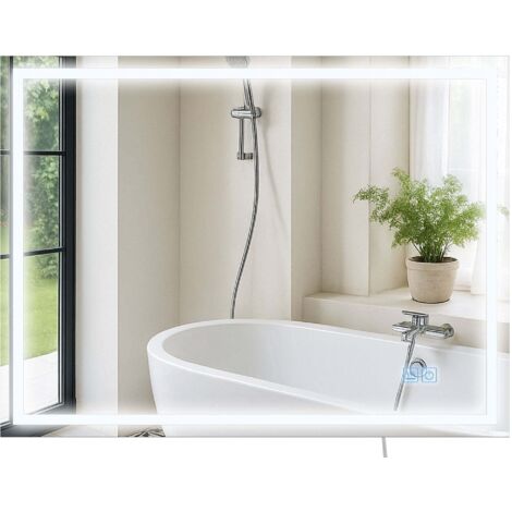 Espejo de baño con intensidad de luz regulable 60x80 cm marco de metal transparente 100009105