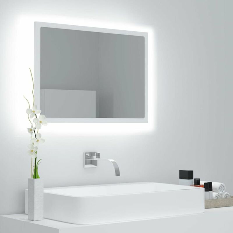 

Espejo de bano con LED aglomerado blanco 60x8,5x37 cm