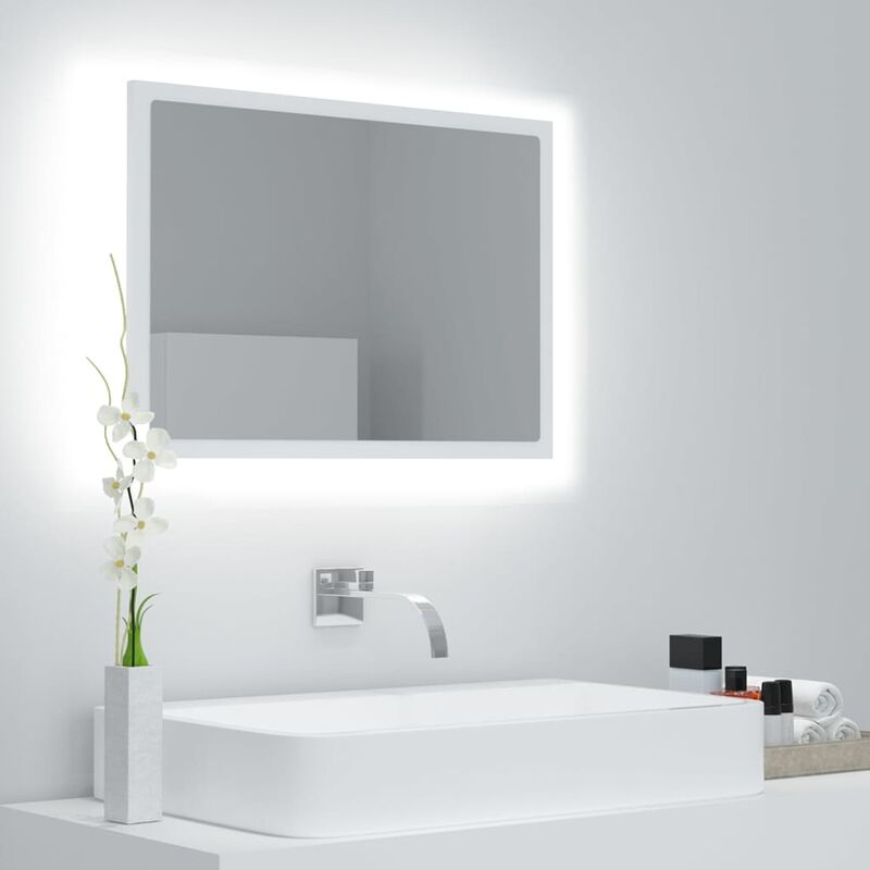 

Espejo de baño con LED aglomerado blanco 60x8,5x37 cm