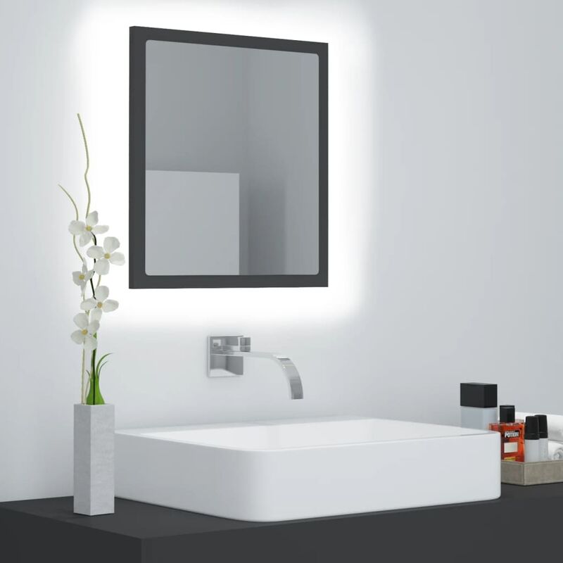 

Espejo de baño con LED aglomerado gris 40x8,5x37 cm