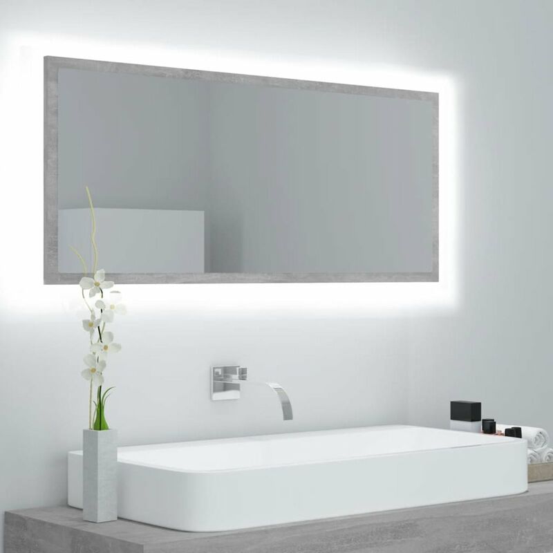 

Happyshopping - Espejo de bano con LED aglomerado gris hormigon 100x8,5x37 cm