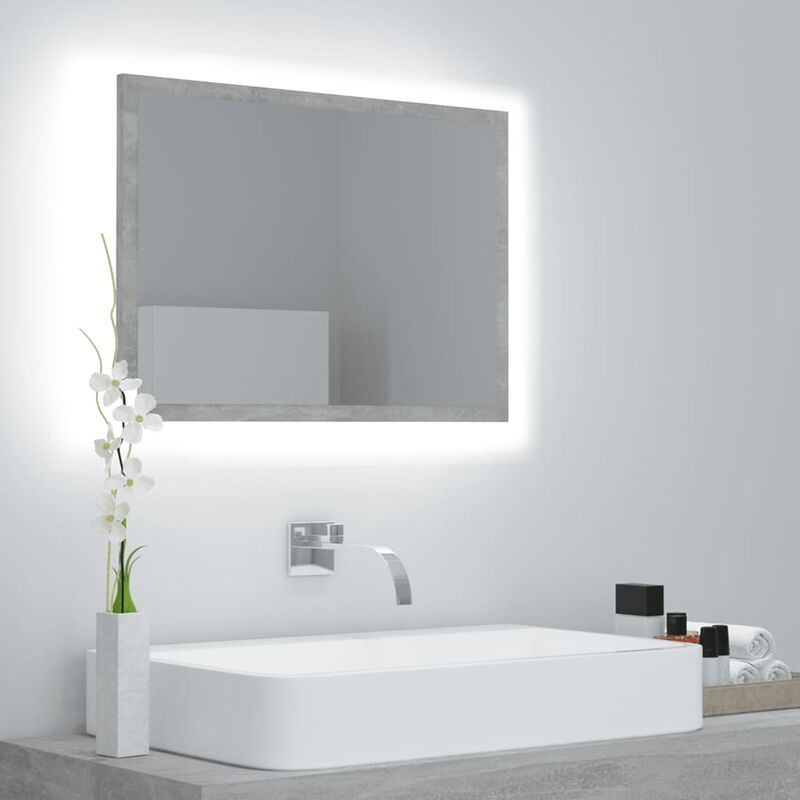 

Espejo de baño con LED aglomerado gris hormigón 60x8,5x37 cm