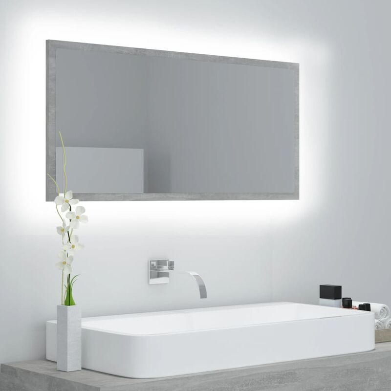 

Espejo de baño con LED aglomerado gris hormigón 90x8,5x37 cm