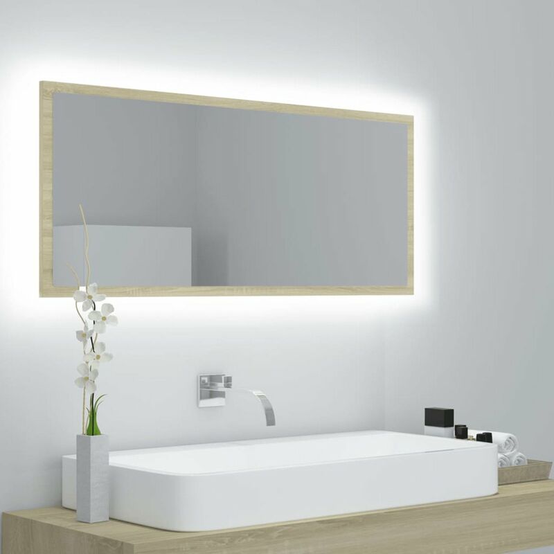 

Espejo de bano con LED aglomerado roble sonoma 100x8,5x37 cm