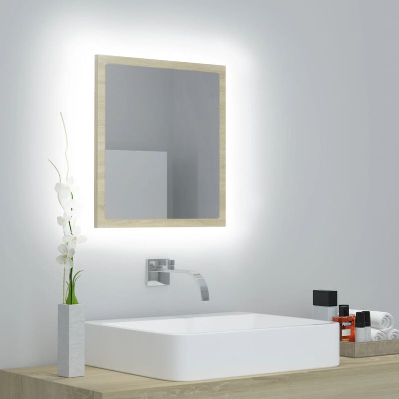 

Espejo de baño con LED aglomerado roble Sonoma 40x8,5x37 cm